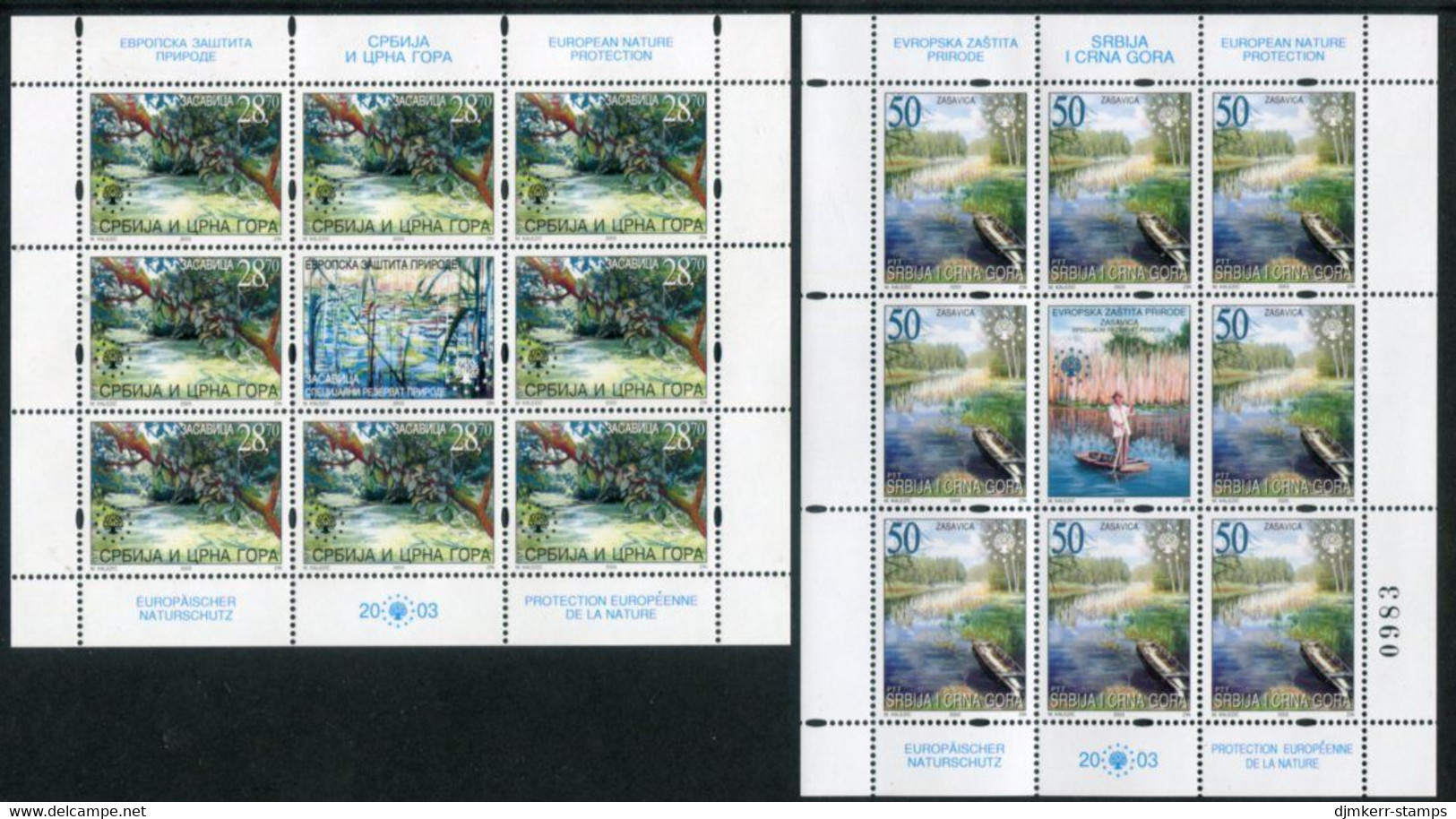 YUGOSLAVIA (Serbia & Montenegro) 2003 Nature Protection Sheetlets MNH / **.  Michel 3129-30 - Blokken & Velletjes
