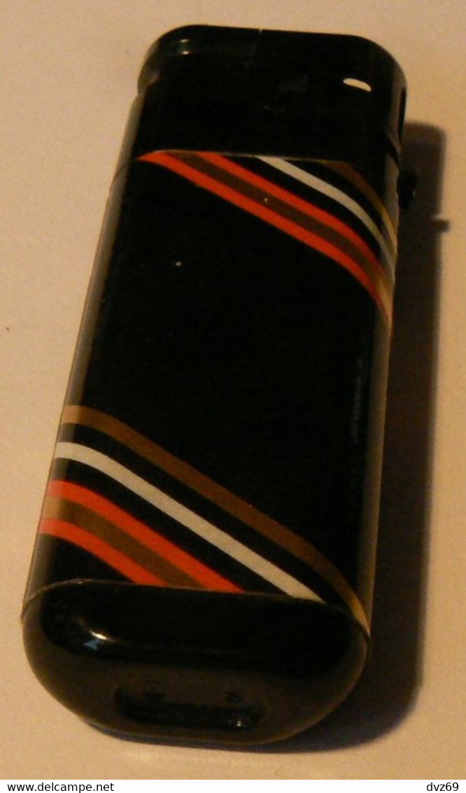 Briquet TOKAI Noir Avec Rayures En écharpe, Or, Rouge Et Blanches, Vide, TB - Autres & Non Classés