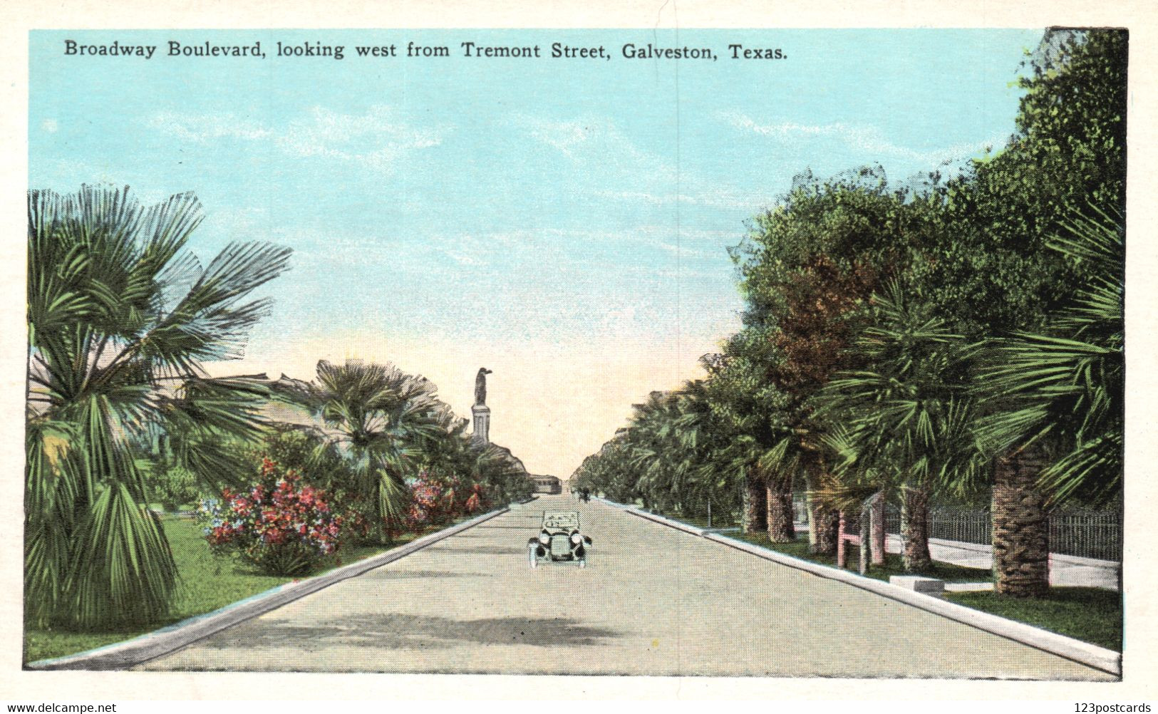 Broadway Boulevard, Looking West From Tremont Street, Galveston, Texas. - Galveston