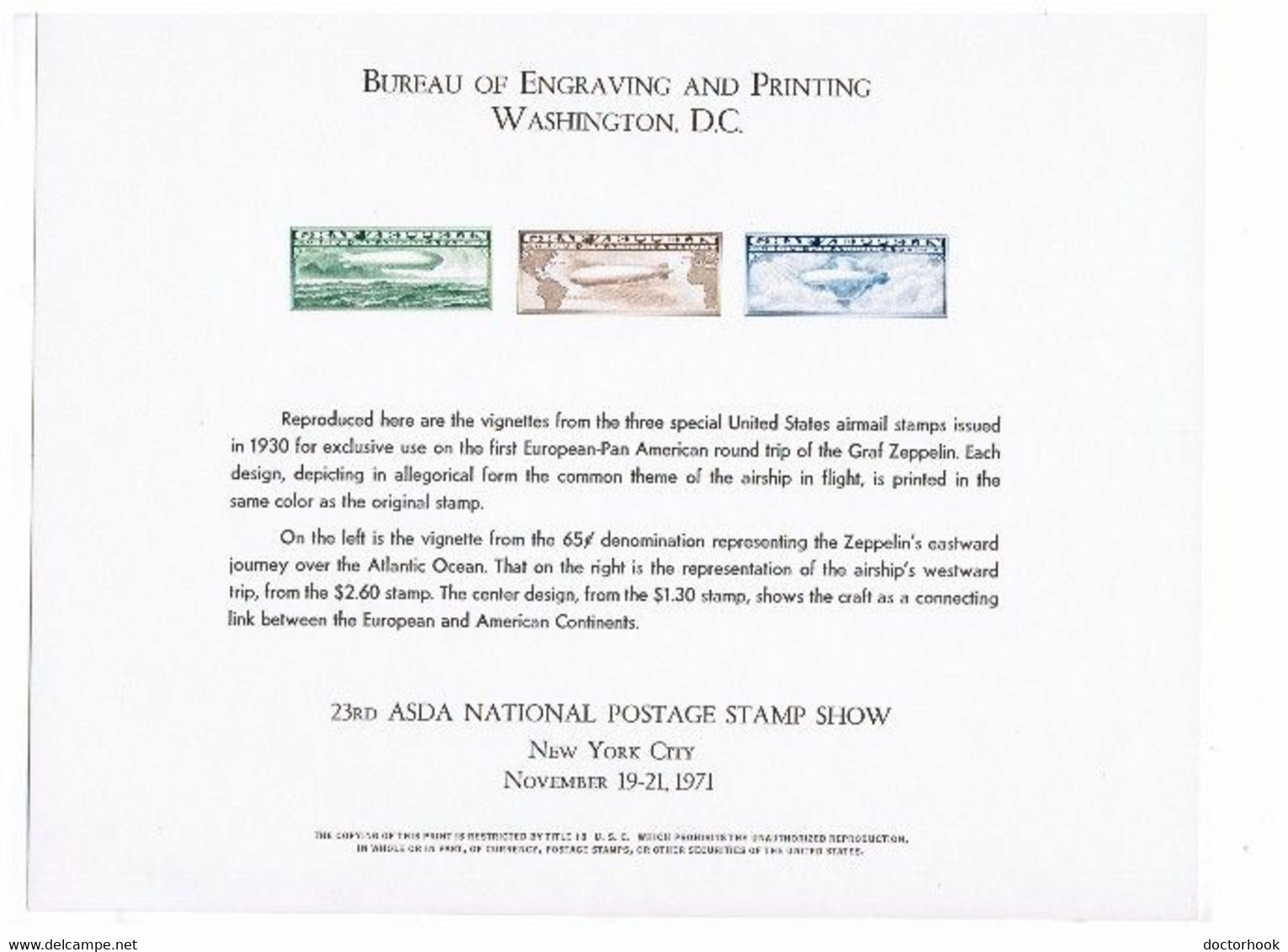 U.S.A.    A.S.D.A. '71 B.E.P. CARD UNUSED (FF-72) - Souvenirs & Special Cards