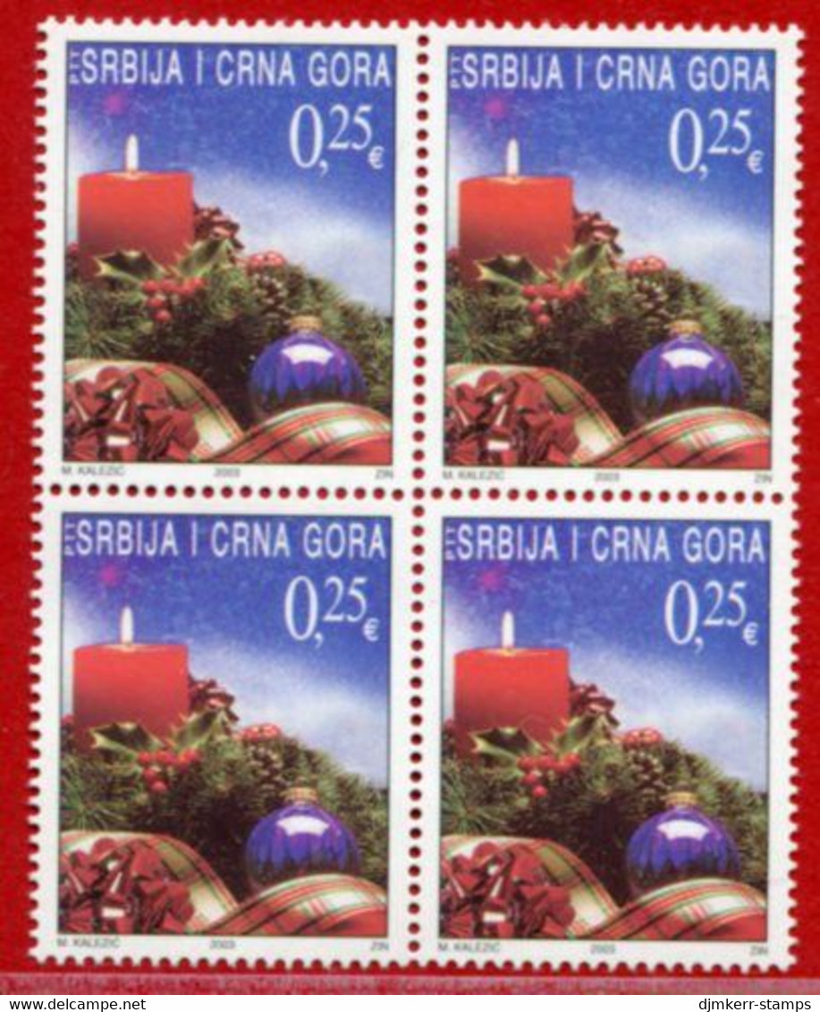 YUGOSLAVIA (Serbia & Montenegro) 2003 Christmas Stamp For Montenegro Block Of 4 MNH / **  Michel 3167 - Ungebraucht