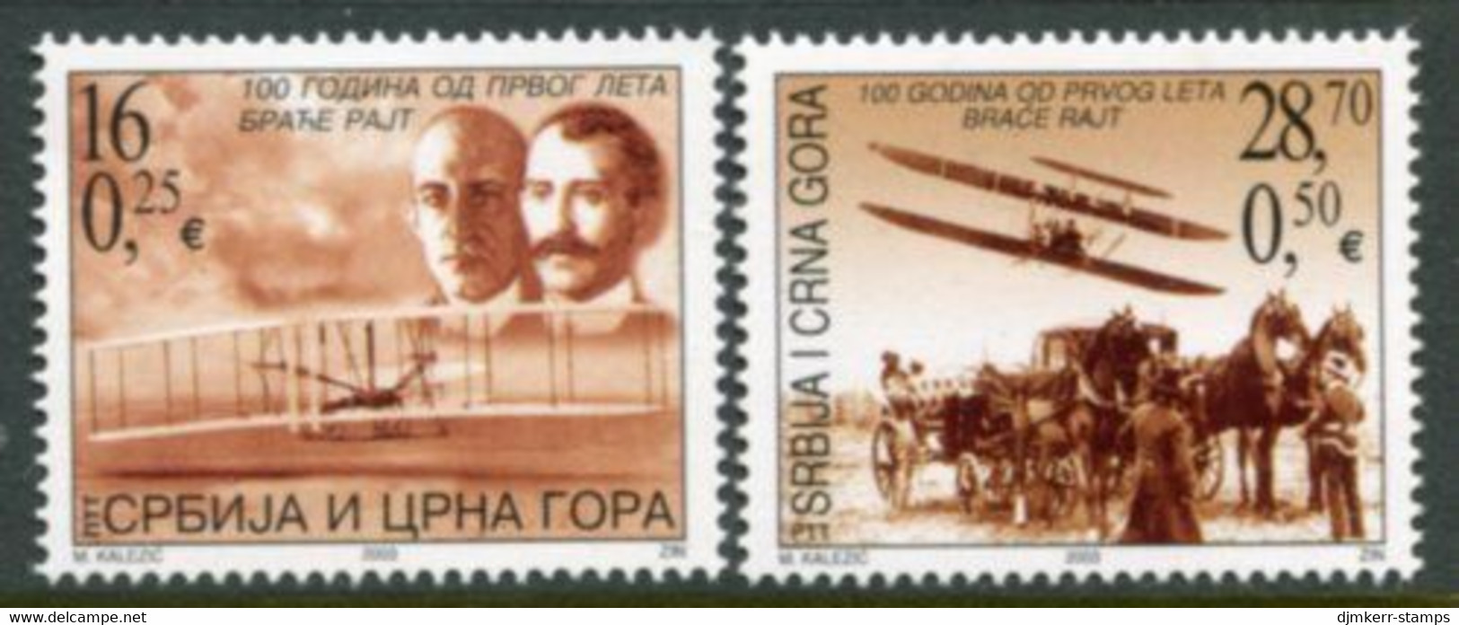 YUGOSLAVIA (Serbia & Montenegro) 2003 Centenary Of Powered Flight MNH / **  Michel 3169-70 - Ungebraucht