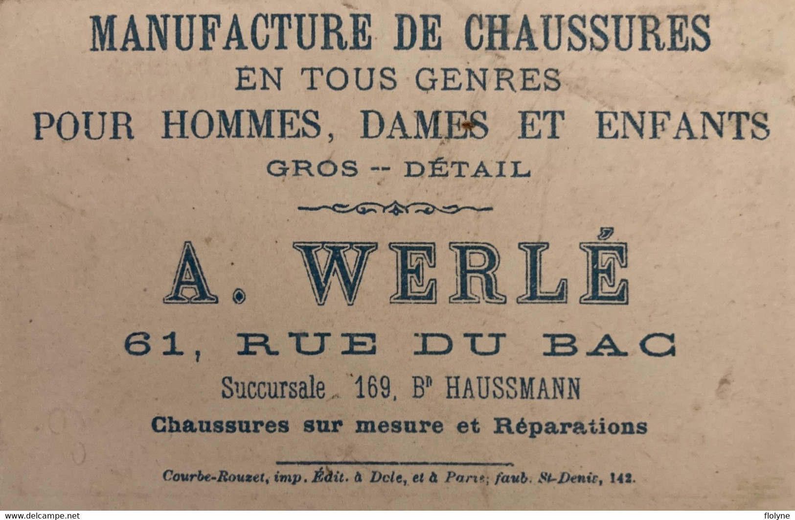 Werlé Manufacture De Chaussures - Chromo Ancien - Magasin 61 Rue Du Bac , PARIS - Chat Cat Katze - Sonstige & Ohne Zuordnung