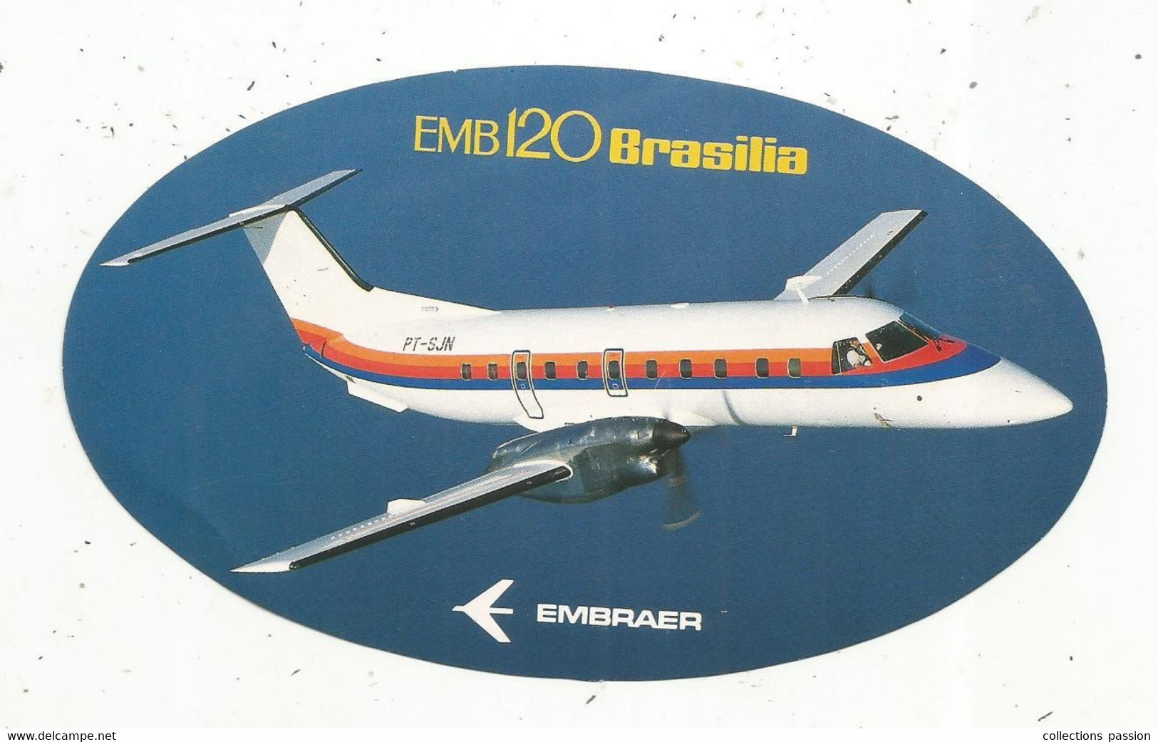 Autocollant, 150 X 90 Mm, Aviation, Avion, EMB 120 Brasilia ,EMBRAER - Aufkleber