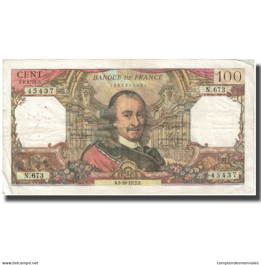 France, 100 Francs, Corneille, 1972, 1972-10-05, TB, Fayette:65.40, KM:149d - 100 F 1964-1979 ''Corneille''