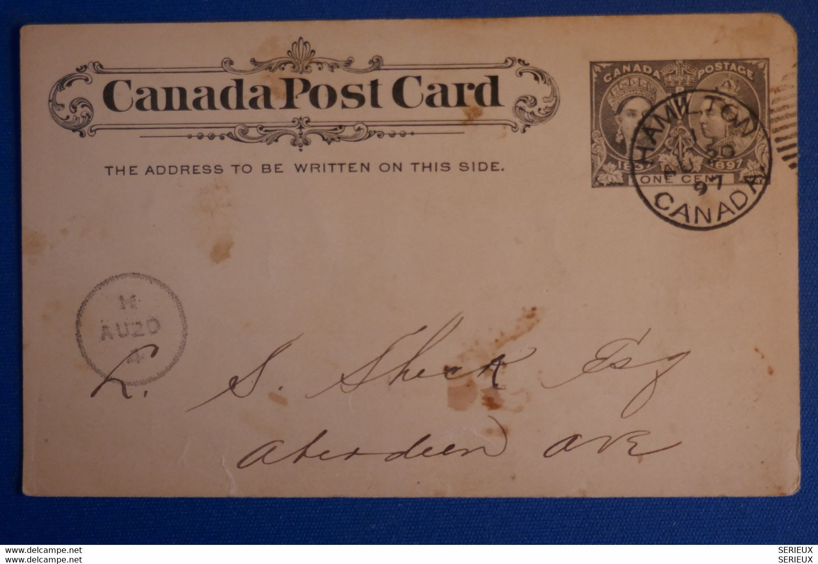M20 CANADA BELLE CARTE 1897 HAMILTON POUR ABERDEEN+ AFFRANCHISSEMENT PLAISANT - Covers & Documents