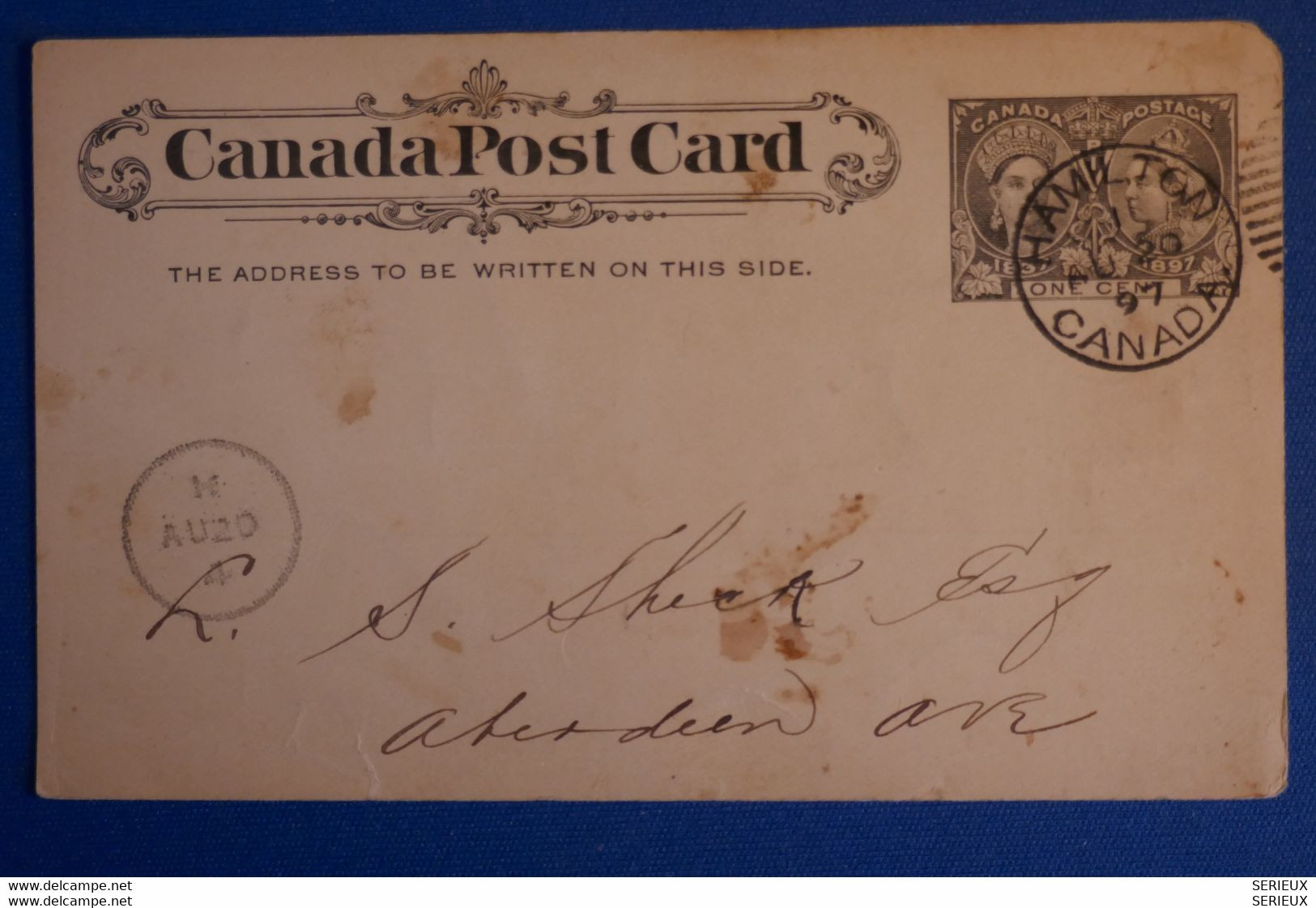 M20 CANADA BELLE CARTE 1897 HAMILTON POUR ABERDEEN+ AFFRANCHISSEMENT PLAISANT - Storia Postale