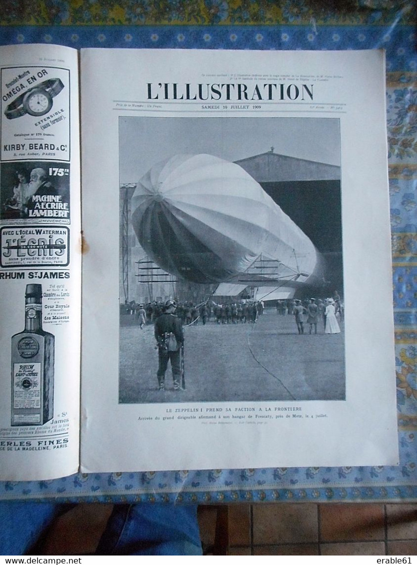 L' ILLUSTRATION 10/07 1909 ZEPPELIN AEROPLANE DIRIGEABLE MARQUIS DE GALLIFFET NIGER TCHAD DALLOL MAOURI LYON - L'Illustration