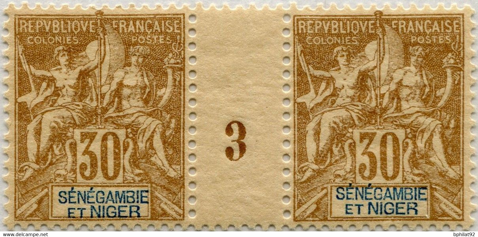 !!! SÉNÉGAMBIE ET NIGER. N°9 PAIRE AVEC MILLÉSIME 3 (1903) NEUVE ** - Ungebraucht