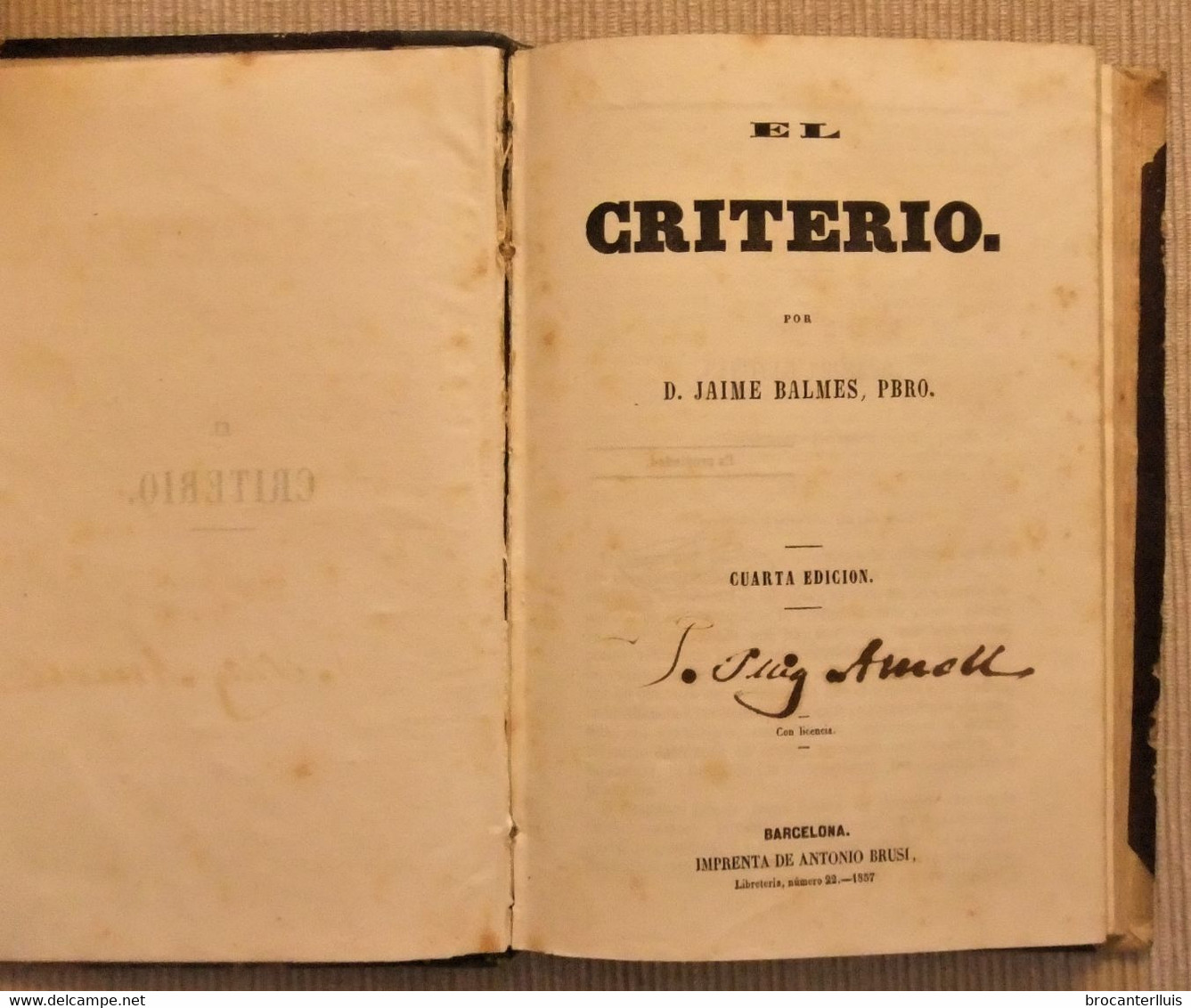 EL CRITERIO De JAIME BALMES 1857 - Filosofia E Religione