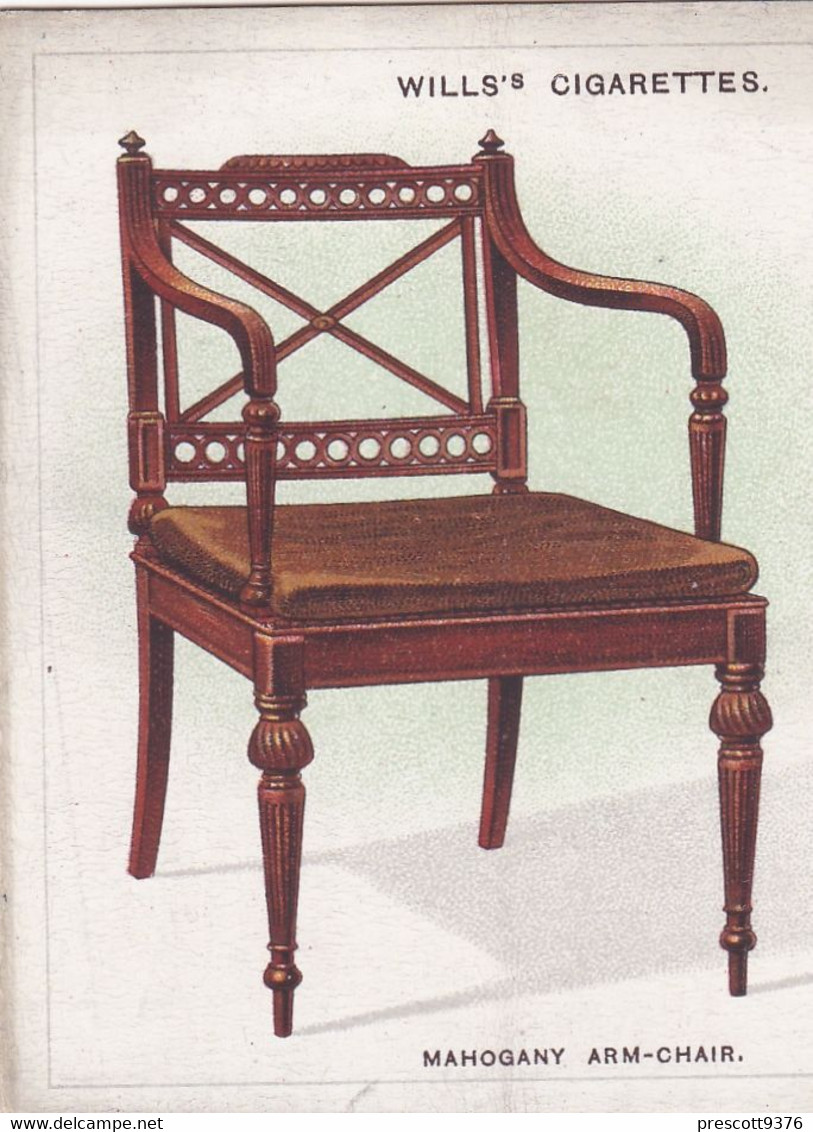 Old Furniture 1924, Wills Cigarettes, Large Size 6x8cm, 23 Mahogany Atm Chair, Antique - Wills