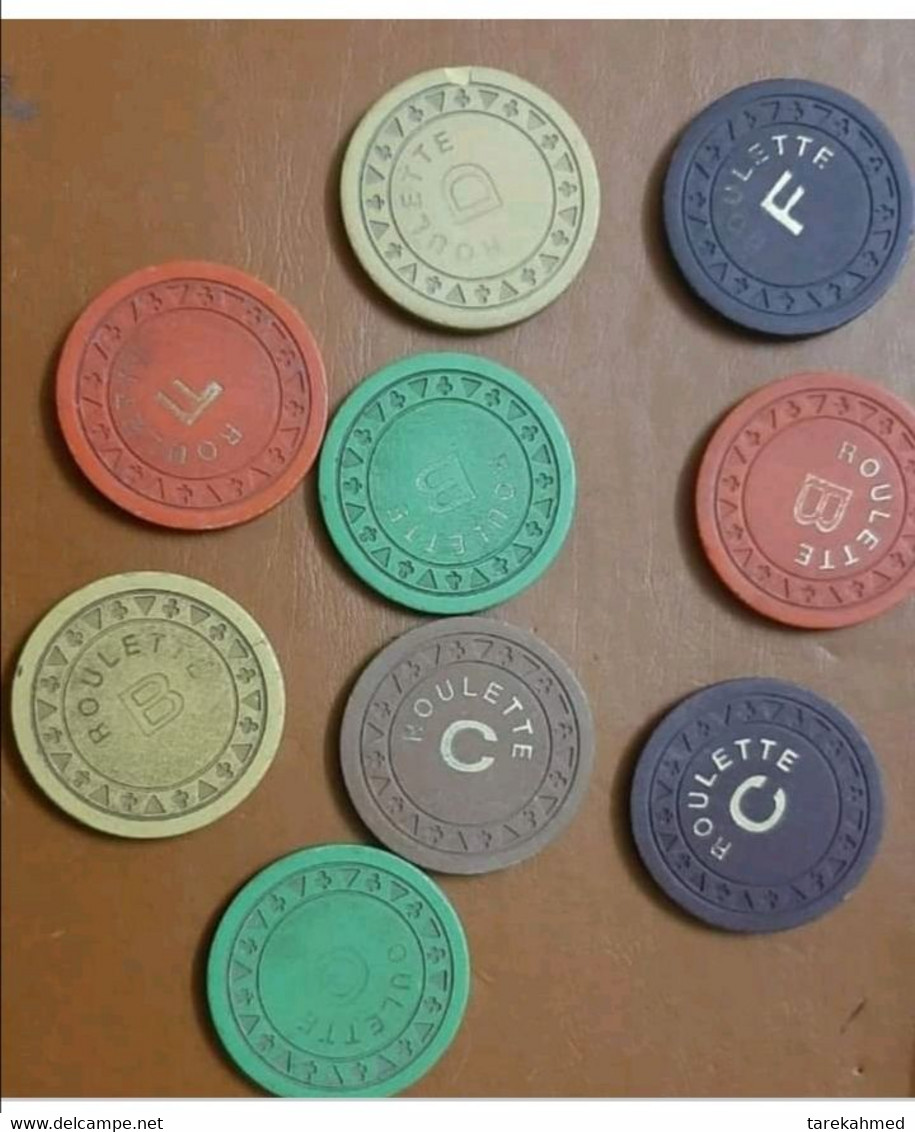 Egypt , Rare 9 Different Roulette Discs , Tokbag - Casino