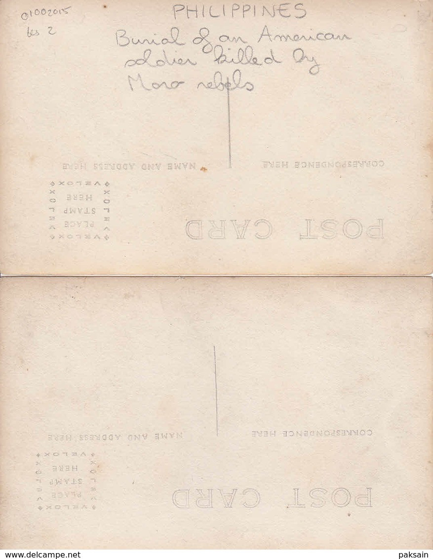 Philippines - 2 Cartes Photo Soldats Américains Tués Par Les Rebelles MORO American Soldier Killed By Moro Rebel - Filipinas