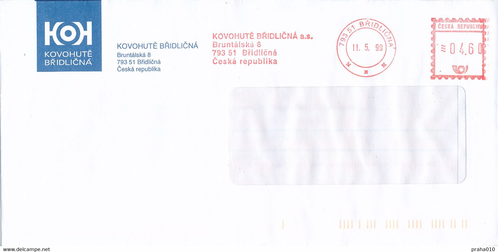 F0250 - Czech Rep. (1999) 793 51 Bridlicna: KOVOHUTE BRIDLICNA Ltd. (metal Smelter). - Sonstige & Ohne Zuordnung