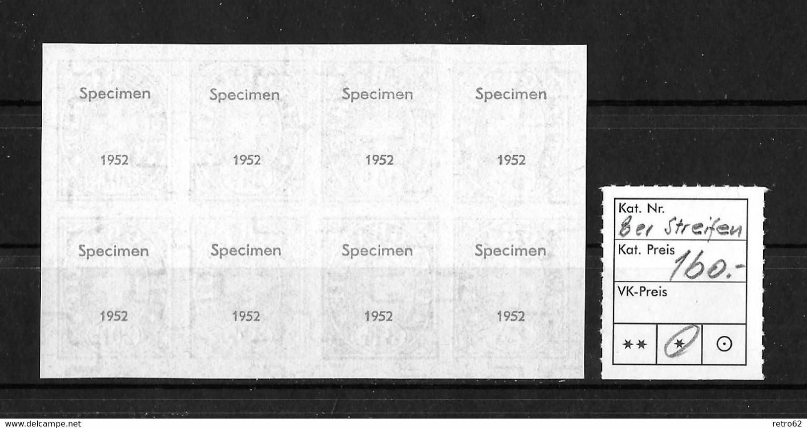 1952 TELEGRAPHENMARKEN → Gedenkblatt "Hundert Jahre Elektr. Nachrichtenwesen"    ►breitrandiger 8er Streifen (*)◄ - Telegrafo