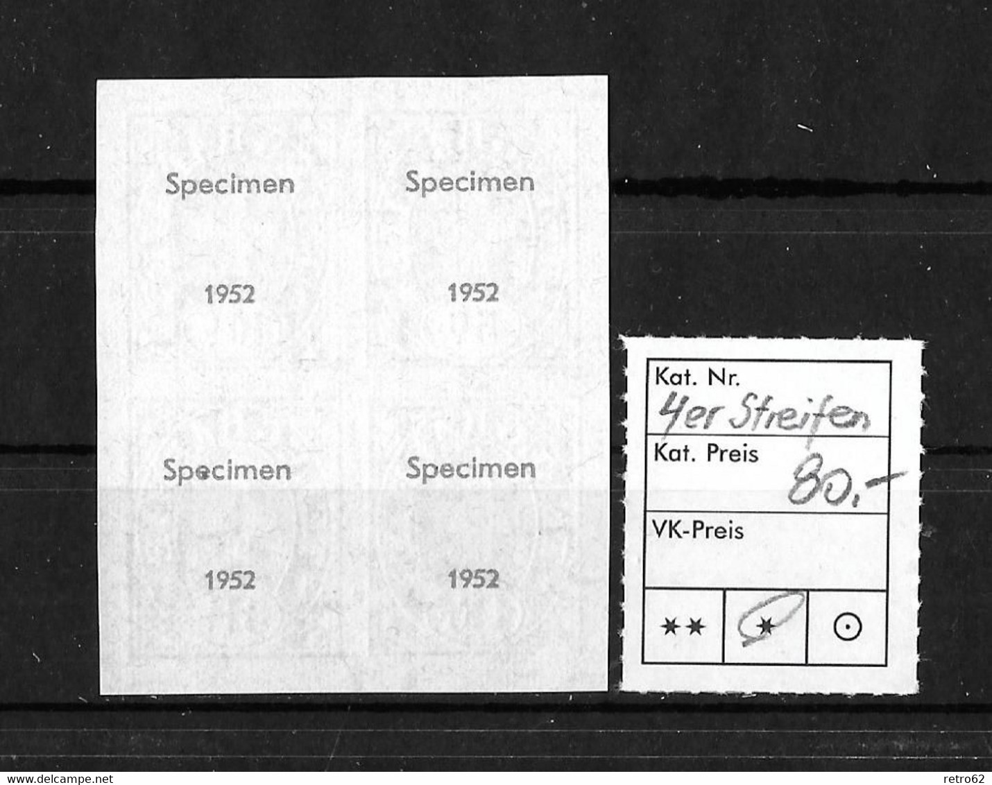 1952 TELEGRAPHENMARKEN → Gedenkblatt "Hundert Jahre Elektr. Nachrichtenwesen"    ►breitrandiger 4er Streifen (*)◄ - Telegraafzegels