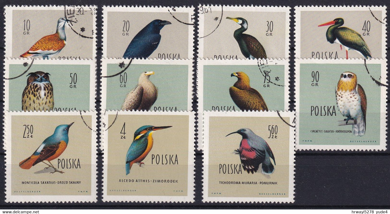 Poland 1961, Birds Minrs 1197-1207 Used. Cv 5,50 Euro - Usados