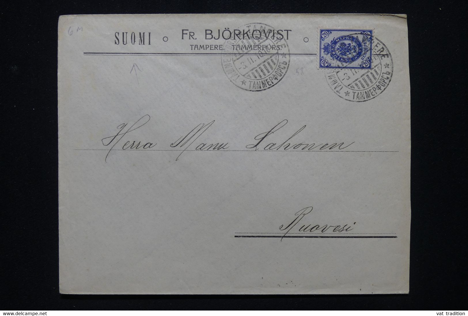 FINLANDE - Enveloppe Commerciale De Tampère Pour Ruovesi En 1910 - L 113633 - Briefe U. Dokumente