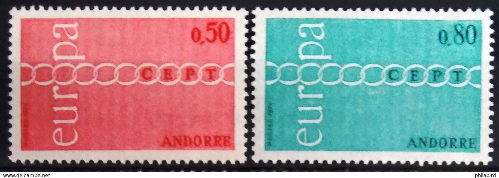 EUROPA 1971 - ANDORRE FRANCAIS                    N° 212/213                        NEUF* - 1971