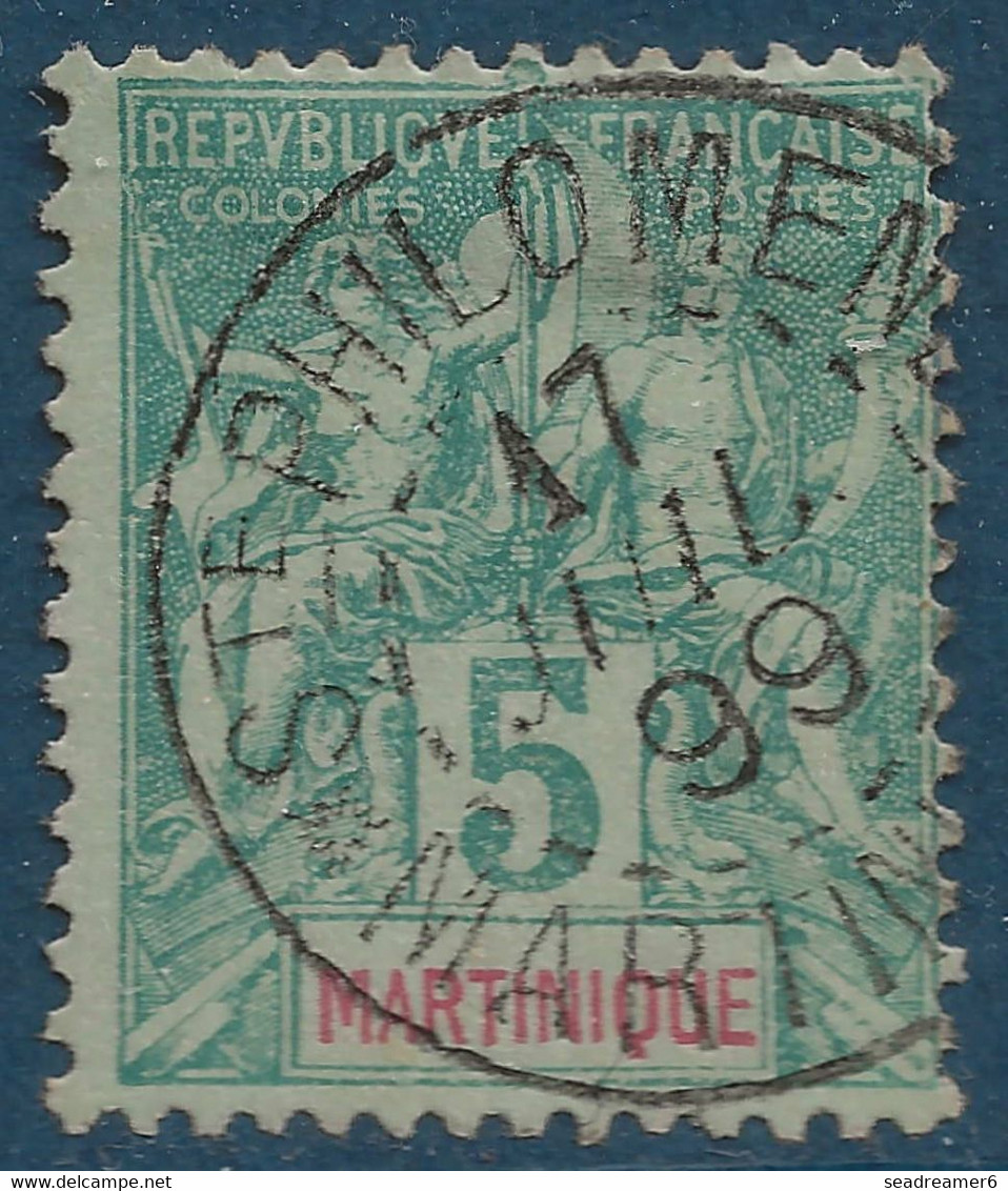 France Colonies Martinique N°34 5c Vert Oblitéré Dateur 1899 "Ste PHILOMENE / MARTINIQUE" Bureau RRR - Used Stamps