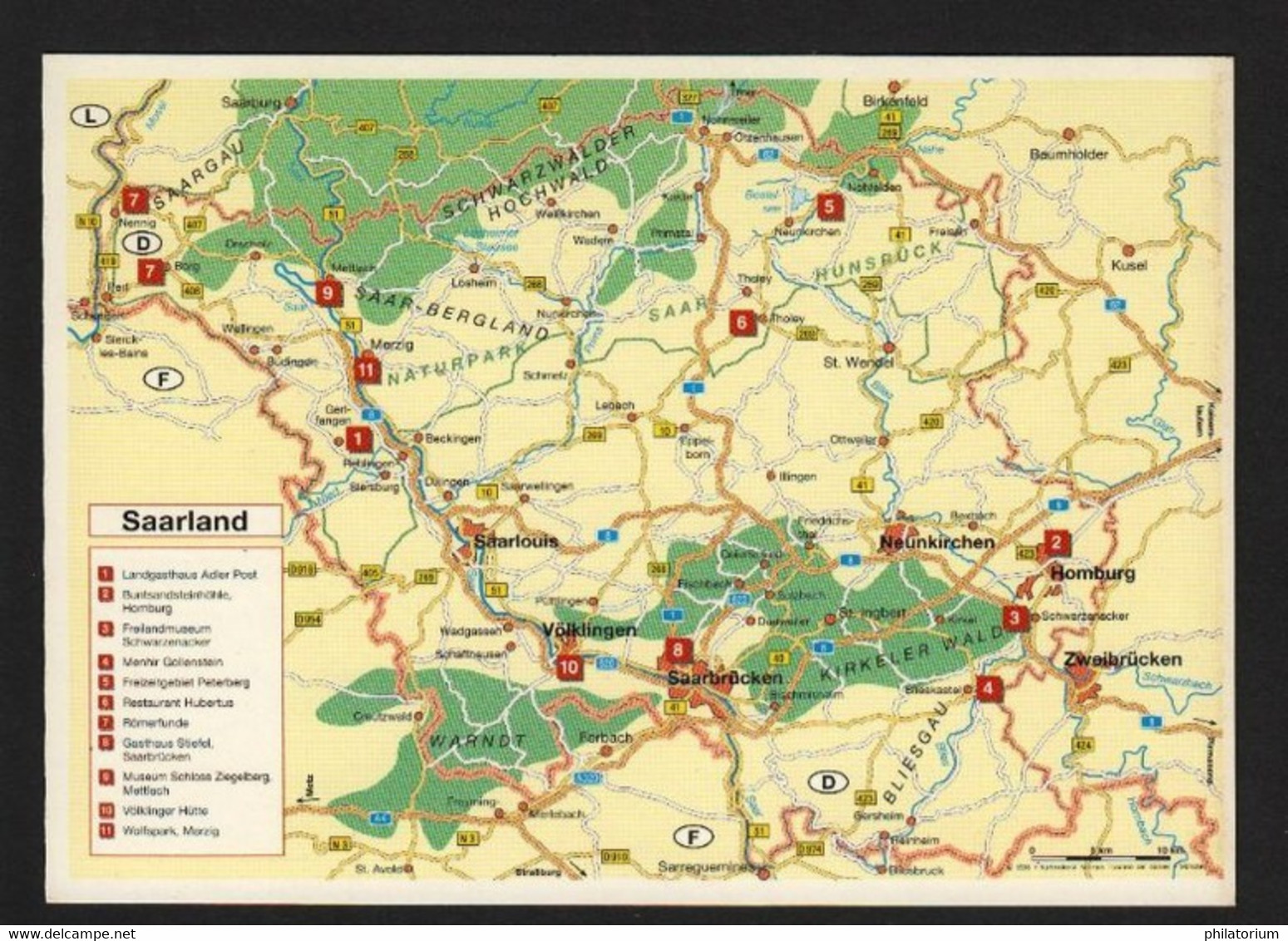 Saarland ; Karte Mit Ausflugstipps;  Carte Avec Conseils D'excursions - Kreis Merzig-Wadern