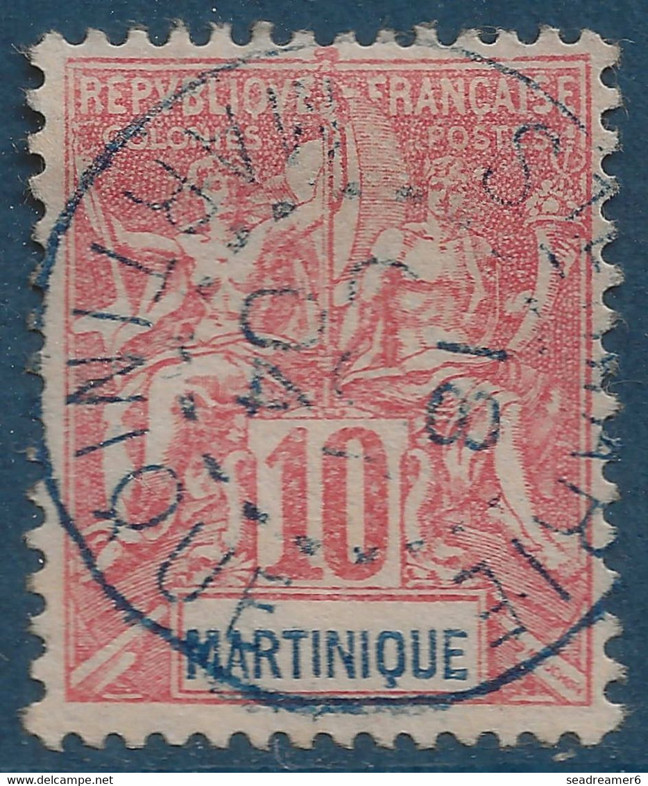 France Colonies Martinique N°45 10c Rouge Oblitéré Dateur Bleu ! 1904 "Ste MARIE / MARTINIQUE" Bureau RR En Bleu - Gebruikt