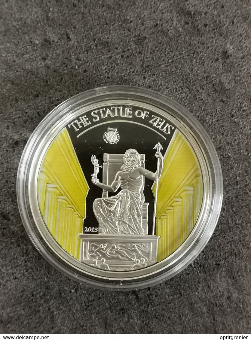 5 DOLLARS ARGENT BE PALAU 2013 / LA STATUE DE ZEUS / + CERTIFICAT / LES 7 MERVEILLES DU MONDE ANTIQUE / WONDERS - Palau