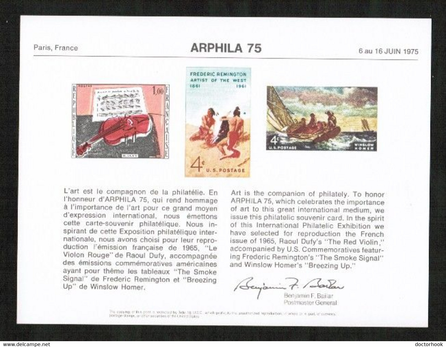 U.S.A.   ARPHILA '75 B.E.P. CARD UNUSED (FF-79) - Souvenirkarten