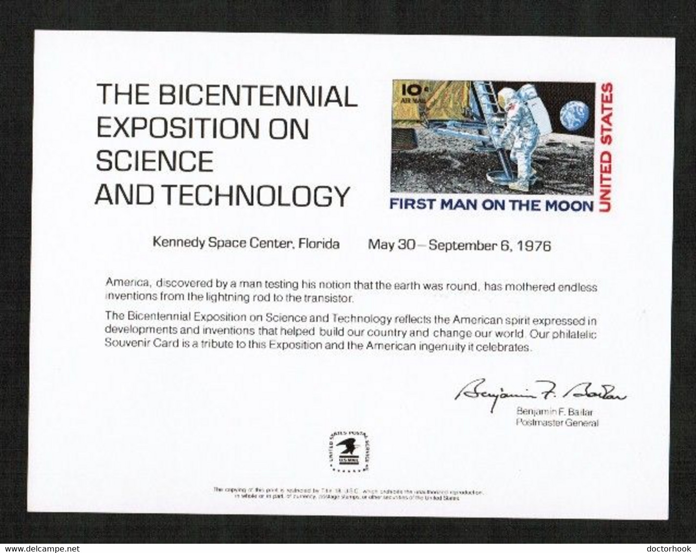 U.S.A.   BI-CENTENNIAL EXPO '76 B.E.P. CARD UNUSED (FF-80) - Recordatorios
