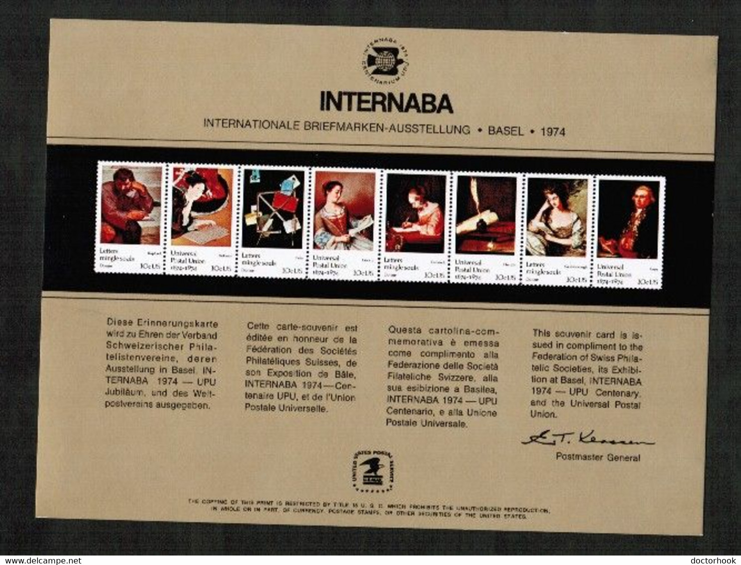 U.S.A.   INTERNABA '74 B.E.P. CARD UNUSED (FF-89) - Cartes Souvenir