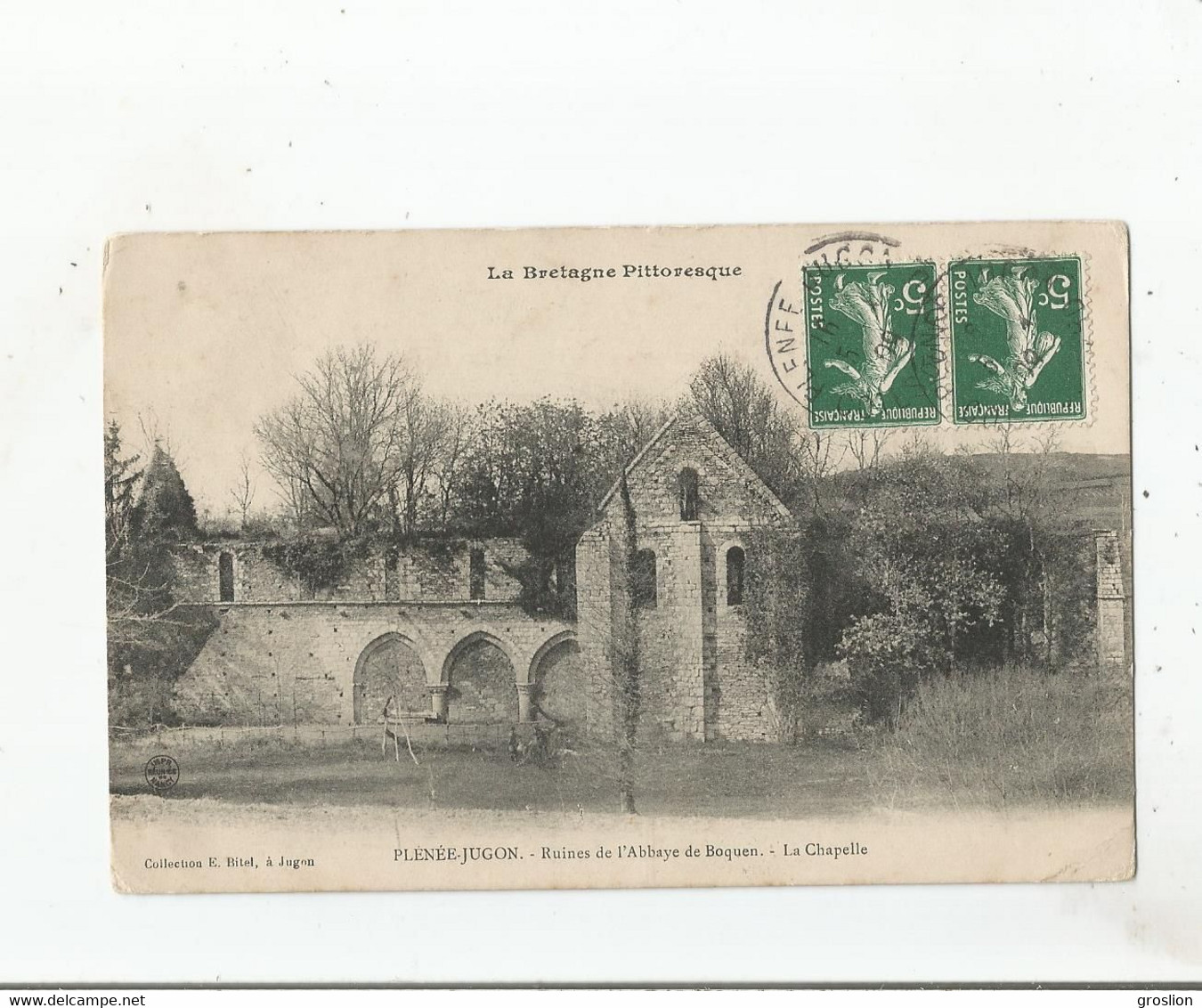 PLENEE JUGON LA BRETAGNE PITTORESQUE RUINES DE L'ABBAYE DE  BOQUEN . LA CHAPELLE 1909 - Plénée-Jugon