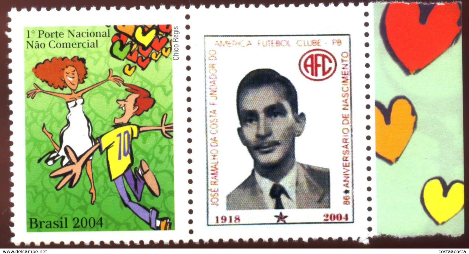 PERSONALITY - JRC - FOUNDER OF THE AMERICA FOOTBALL CLUB -MINT - BRAZIL - Personalized Stamps