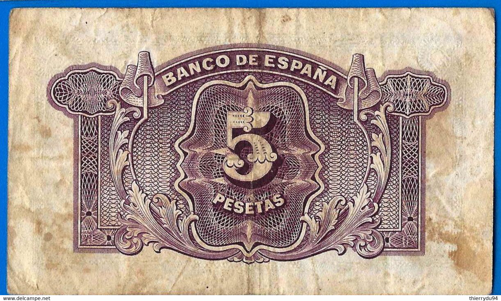 Espagne 5 Pesetas 1935 Prefix B Que Prix + Port Peseta Billet Paypal Bitcoin OK! - 50 Peseten