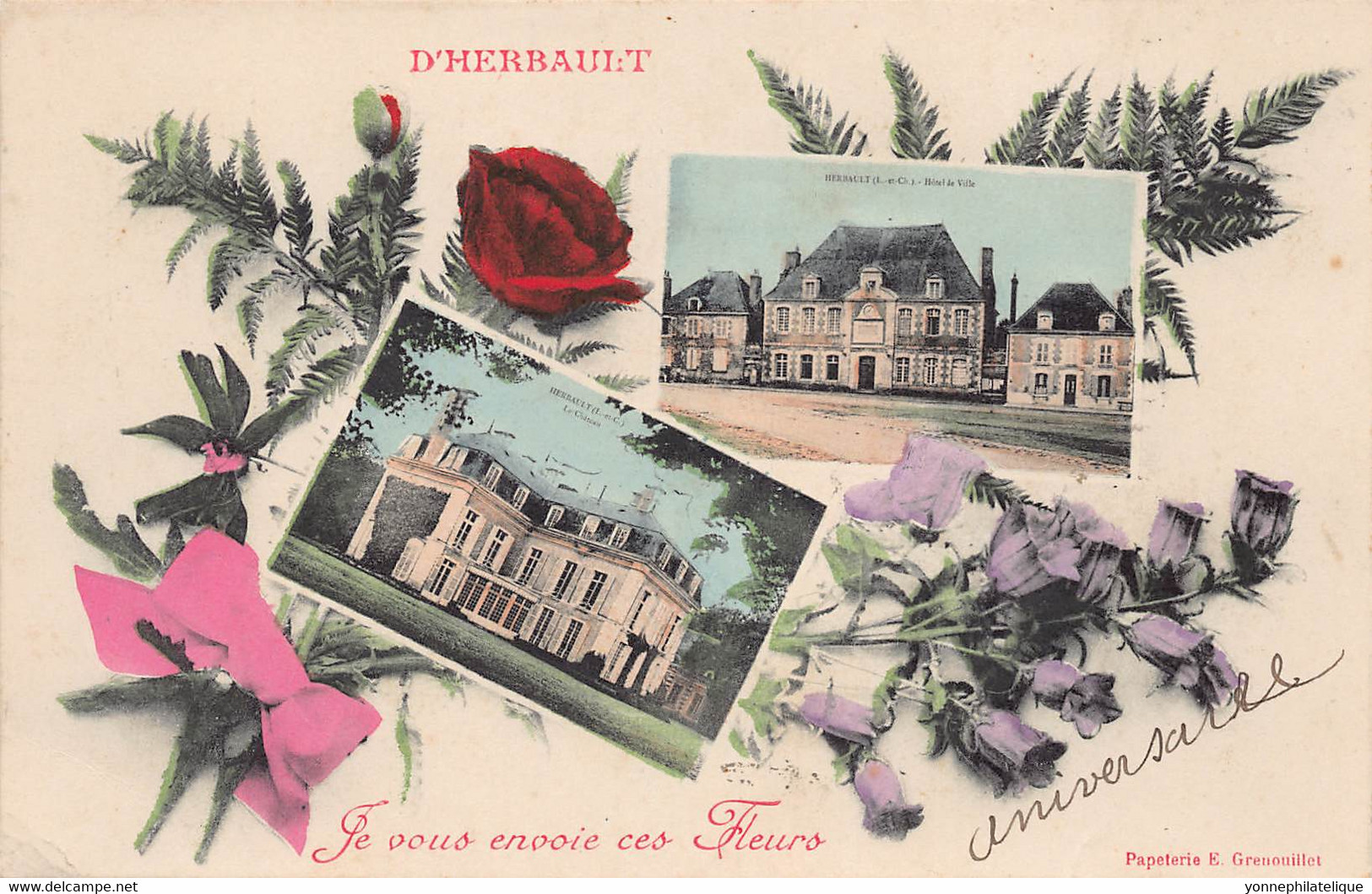 41 - LOIR ET CHER - HERBAULT - 10253 - Carte Fantaisie Ancienne - "je Vous Envoie Ces Fleurs" - Herbault