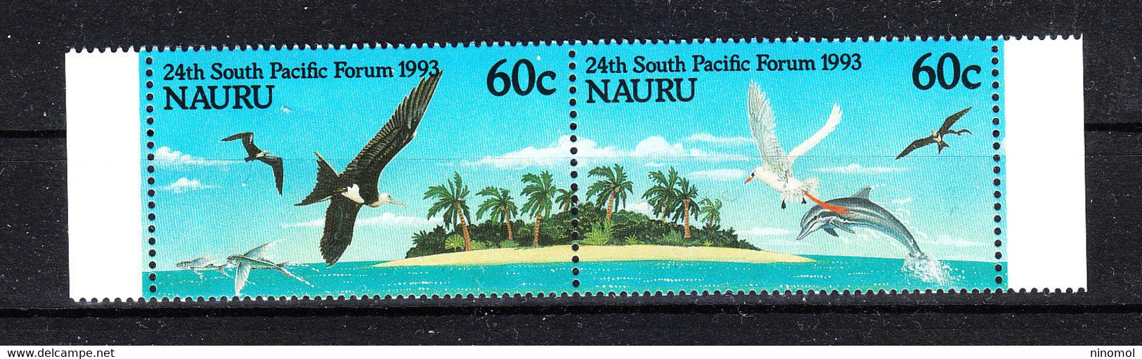 Nauru   -   1993. Vista Dell' Isola, Uccelli Marini E Delfino. View Of The Island, With Sea Birds And Dolphin MNH - Passeri