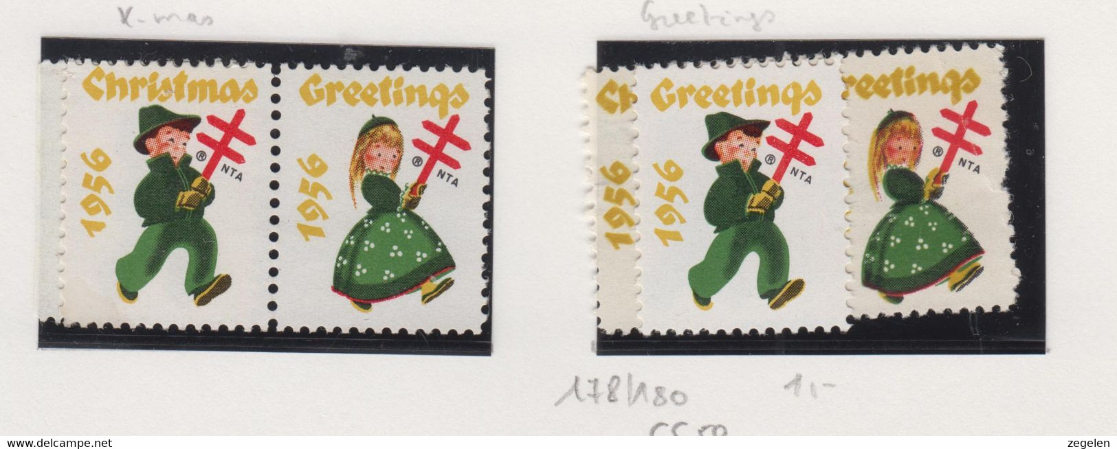 Verenigde Staten Kerstvignetten Scott-cat. Jaar 1956 CS49 WX 178/180 Versch.tandingen - Unclassified