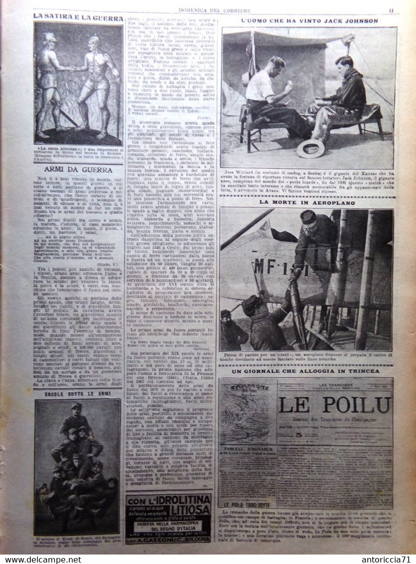 La Domenica Del Corriere 25 Aprile 1915 WW1 Benelli Francia Carpazi Saluzzo Bari - Weltkrieg 1914-18