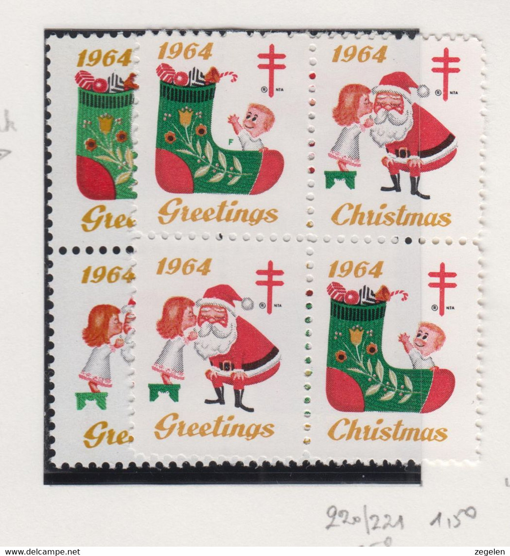 Verenigde Staten Kerstvignetten Scott-cat. Jaar 1964 CS58 RX 220/221 Printermark F + Versch.tandingen - Unclassified