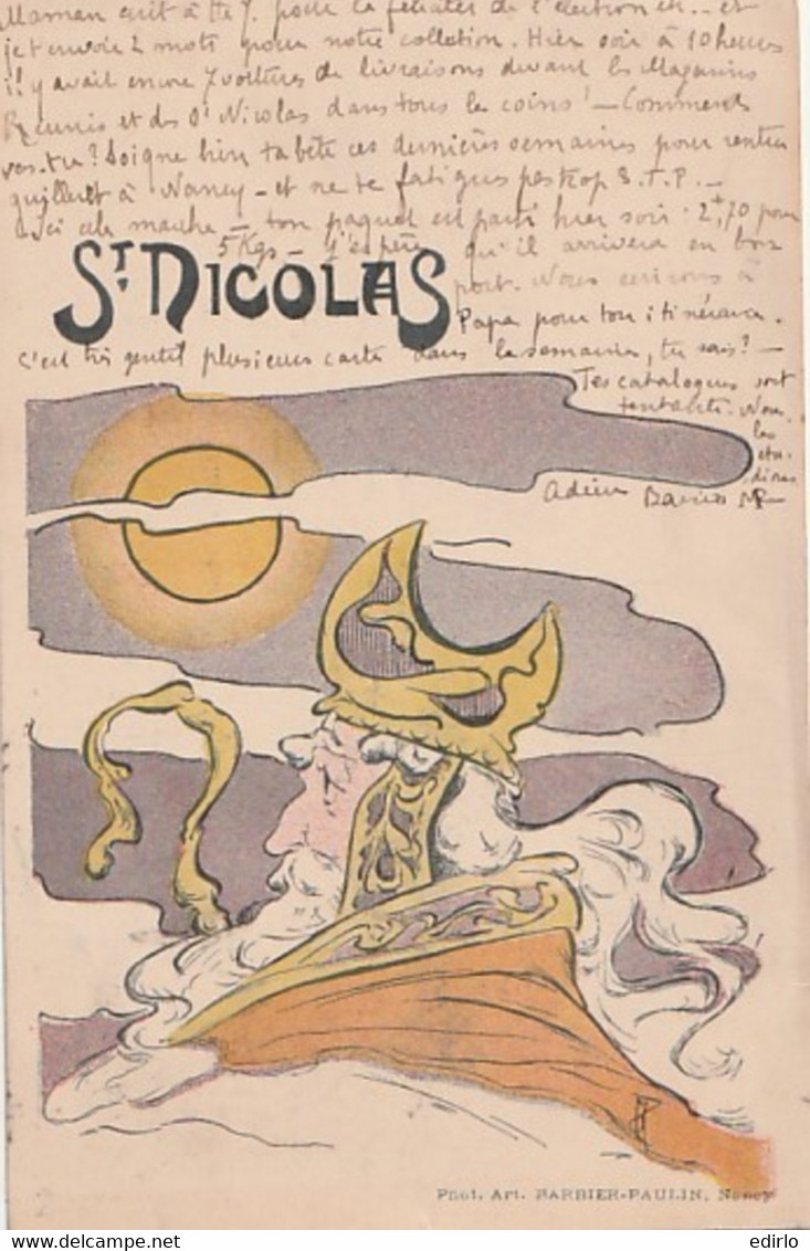 *** Illustrateur  GUI Barbier Paulin  ***   Art Nouveau St NICOLAS  - Timbrée 1899 TTB - Avant 1900