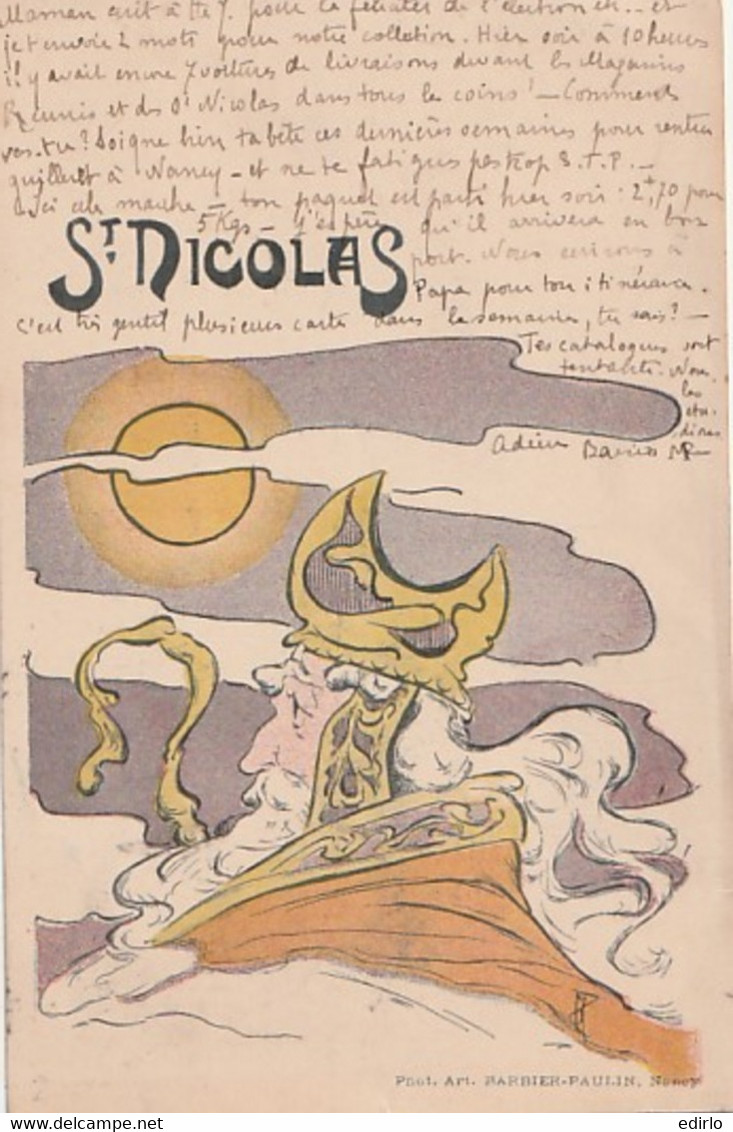 *** Illustrateur  GUI Barbier Paulin  ***   Art Nouveau St NICOLAS  - Timbrée 1899 TTB - Before 1900