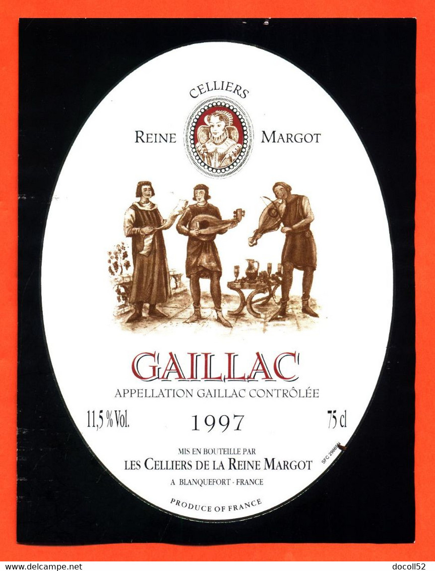 étiquette + étiq De Dos De Vin Gaillac 1997 Celliers Reine Margot à Blanquefort - 75 Cl - Gaillac