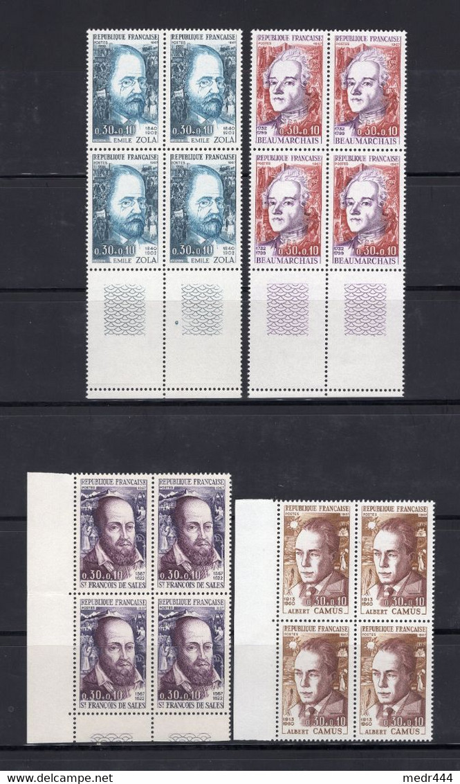 France 1967 - Famous Figures, Emile Zola, Albert Camus, Beaumarcahais, Saint François De Sales - MNH** -  Superb*** - Collections