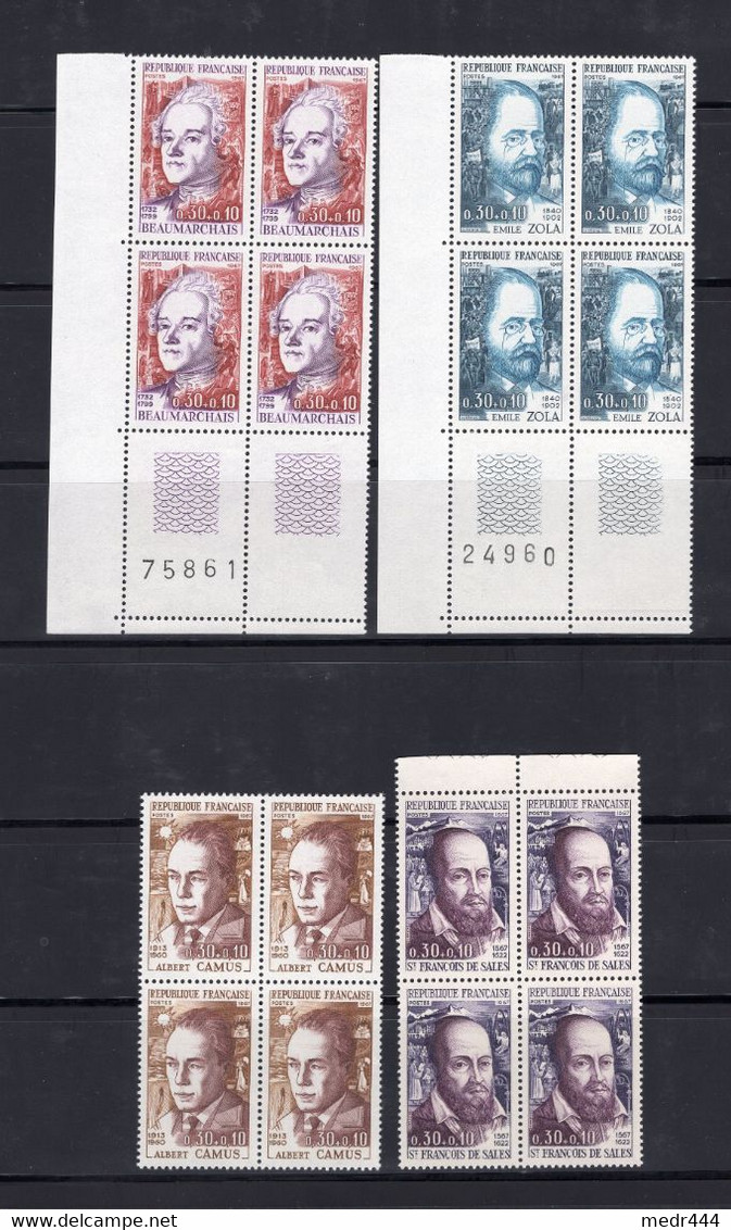 France 1967 - Famous Figures, Emile Zola, Albert Camus, Beaumarcahais, Saint François De Sales - MNH** -  Superb*** - Collections