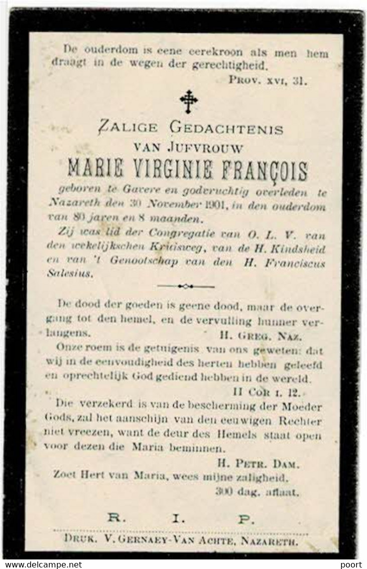 GAVERE / NAZARETH - Marie FRANCOIS  +1901 - Images Religieuses