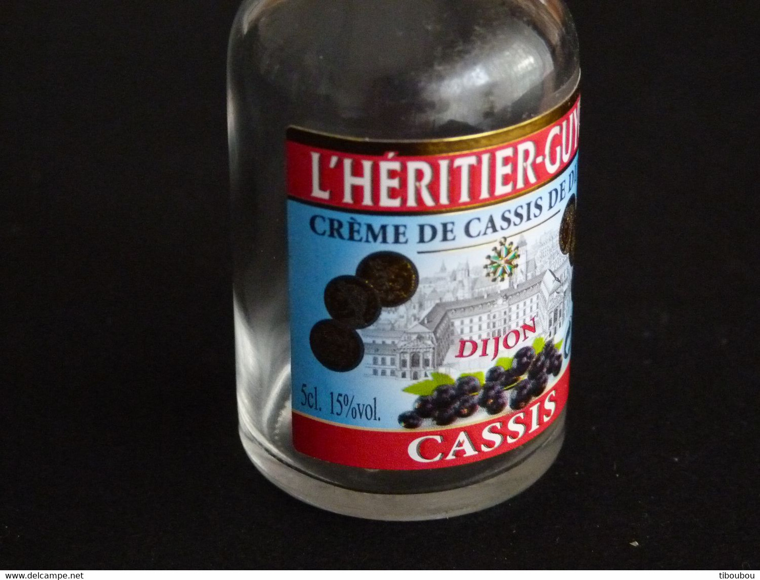 MIGNONNETTE CREME DE CASSIS DE DIJON L'HERITIER GUYOT 5cl VIDE - Miniatures