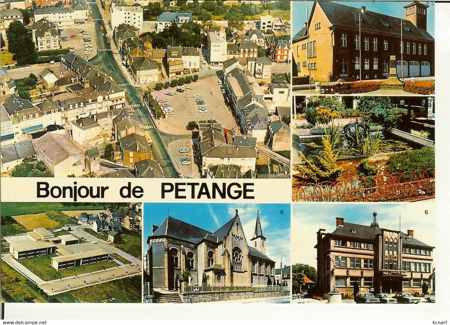 CP De PETANGE " Vue Générale , Borne Des Passeurs , Parc , école , Eglise , Hôtel De Ville " - Pétange