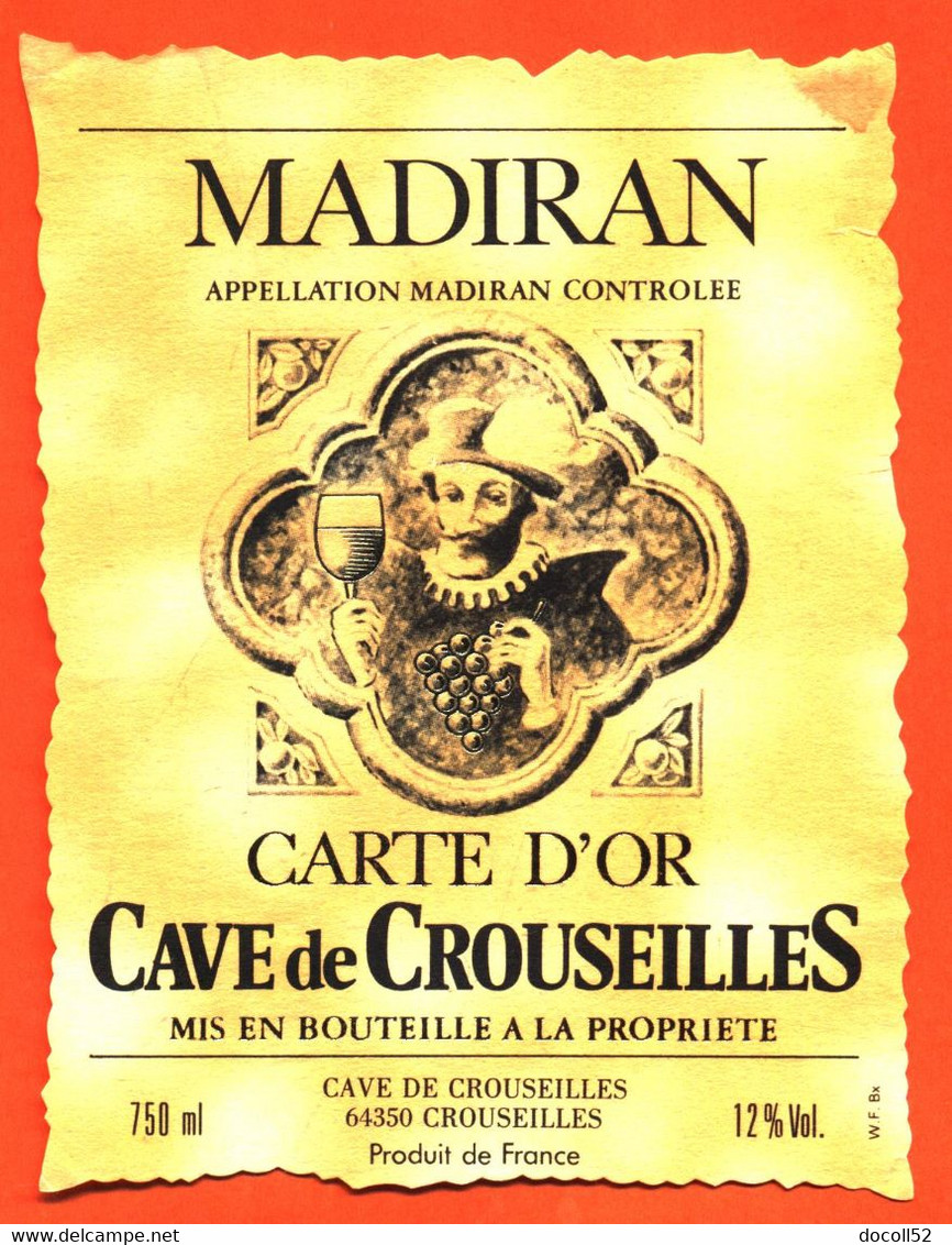 étiquette De Vin De Bordeaux Madiran Carte D'or Cave De Crouseilles - 75 Cl - Henri IV - Madiran