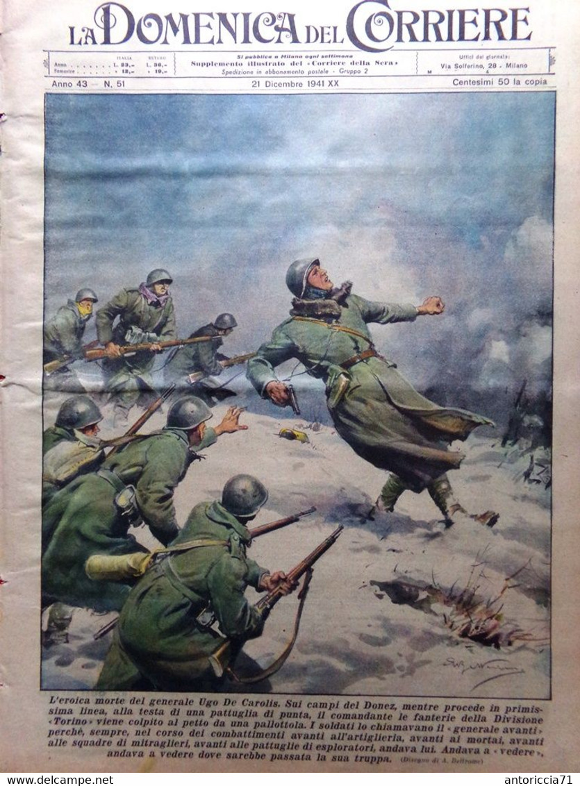 La Domenica Del Corriere 21 Dicembre 1941 WW2 Ugo De Carolis Giappone Singapore - Oorlog 1939-45