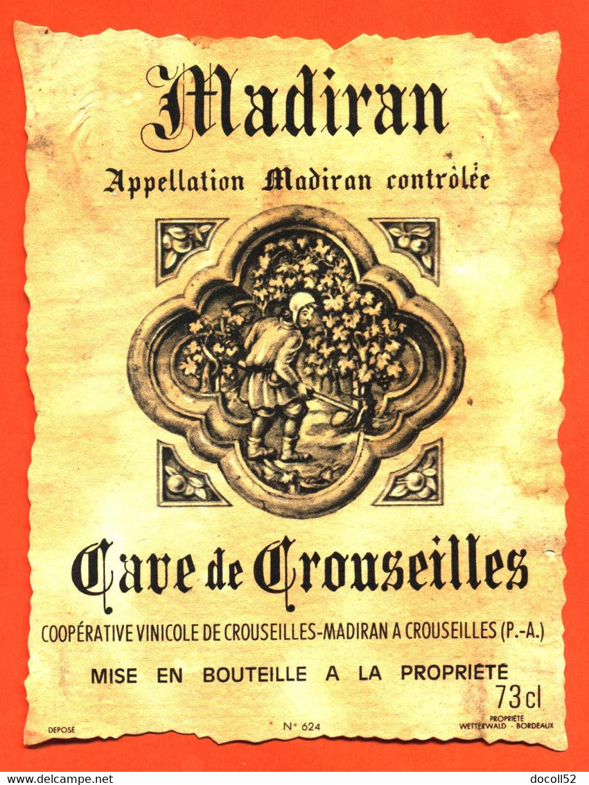 étiquette Ancienne De Vin De Bordeaux Madiran Caves à Crouseilles - 73 Cl - Madiran