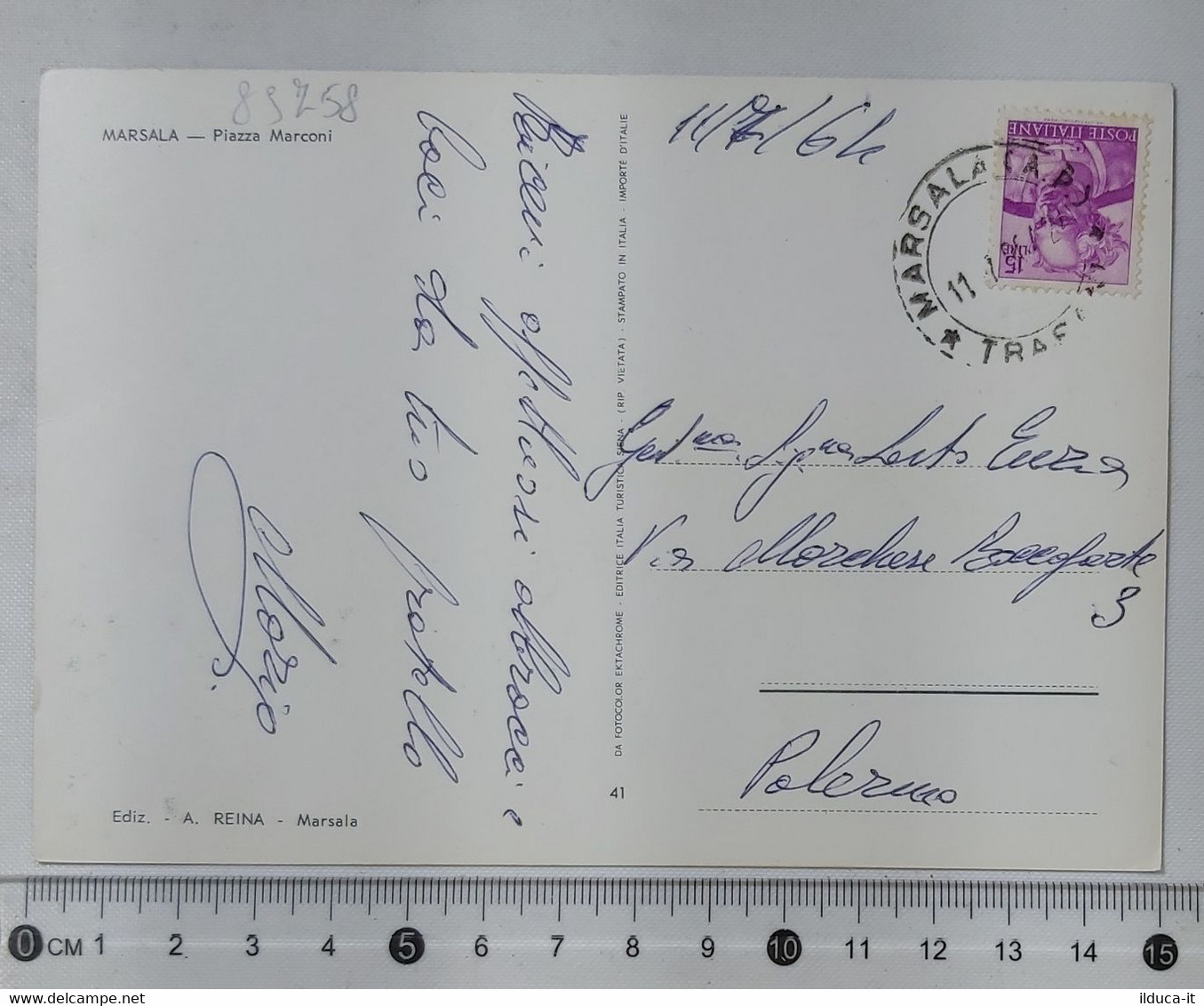 89758 Cartolina - Trapani - Marsala - Piazza Marconi - VG 1964 - Marsala